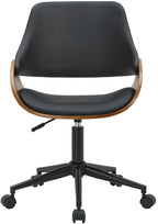 Ergonomische design bureaustoel van hout en duurzaam kunstleer - zwart en bruin