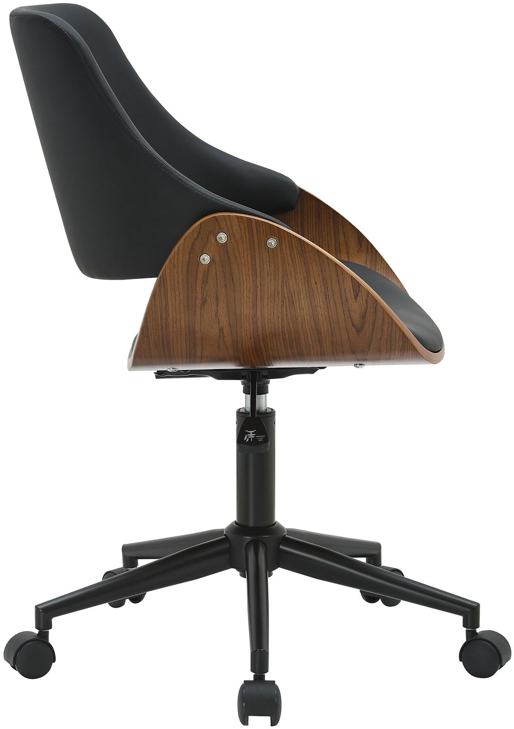 Ergonomische design bureaustoel van hout en duurzaam kunstleer - zwart en bruin
