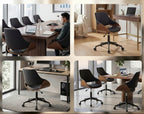 Ergonomische design bureaustoel van hout en duurzaam kunstleer - zwart en bruin