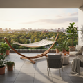 Design hammock hangmat van Eucalyptus hout en stof - grijs of crème