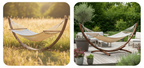 Design hammock hangmat van Eucalyptus hout en stof - grijs of crème