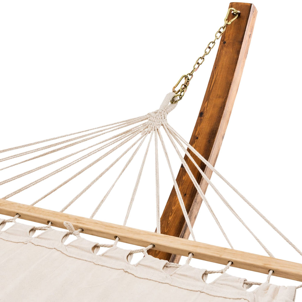 Design hammock hangmat van Eucalyptus hout en stof - grijs of crème