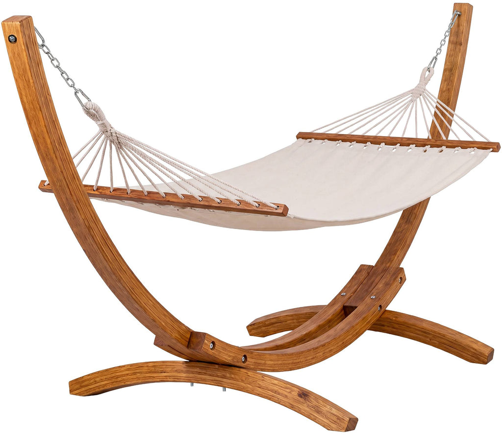 Design hammock hangmat van Eucalyptus hout en stof - crème of grijs