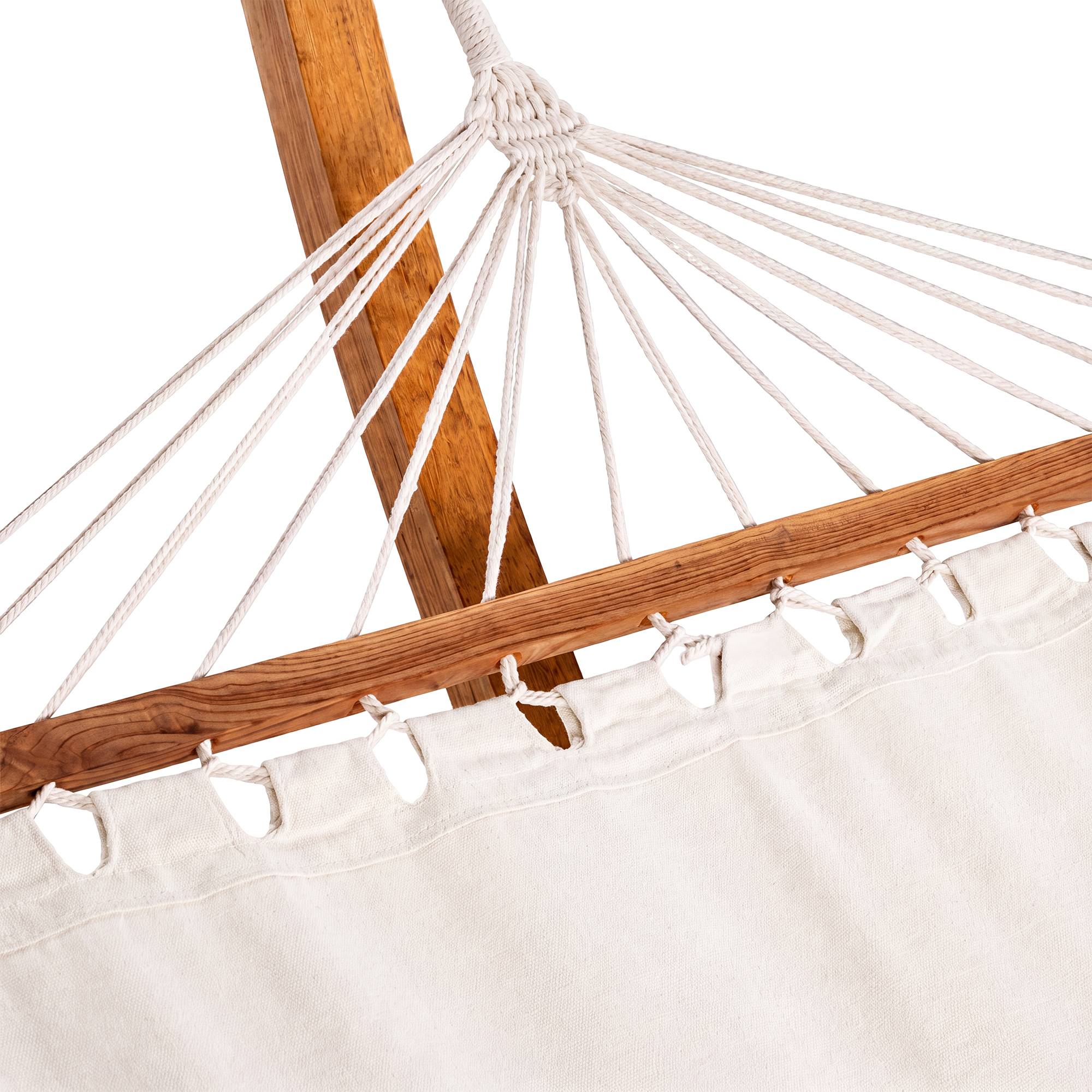 Design hammock hangmat van Eucalyptus hout en stof - crème of grijs