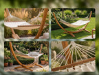 Design hammock hangmat van Eucalyptus hout en stof - crème of grijs