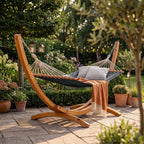 Design hammock hangmat van Eucalyptus hout en stof - crème of grijs
