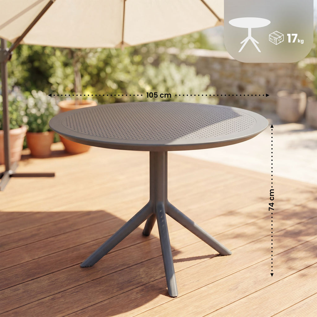 Moderne ronde tuin tafel voor buiten van duurzaam kunststof 105 cm - meerdere kleuren