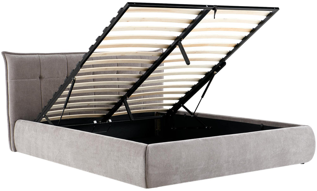 Moderne bedframe gestoffeeerd met mechanische voor opbergruimte 160x200 cm - crème of grijs
