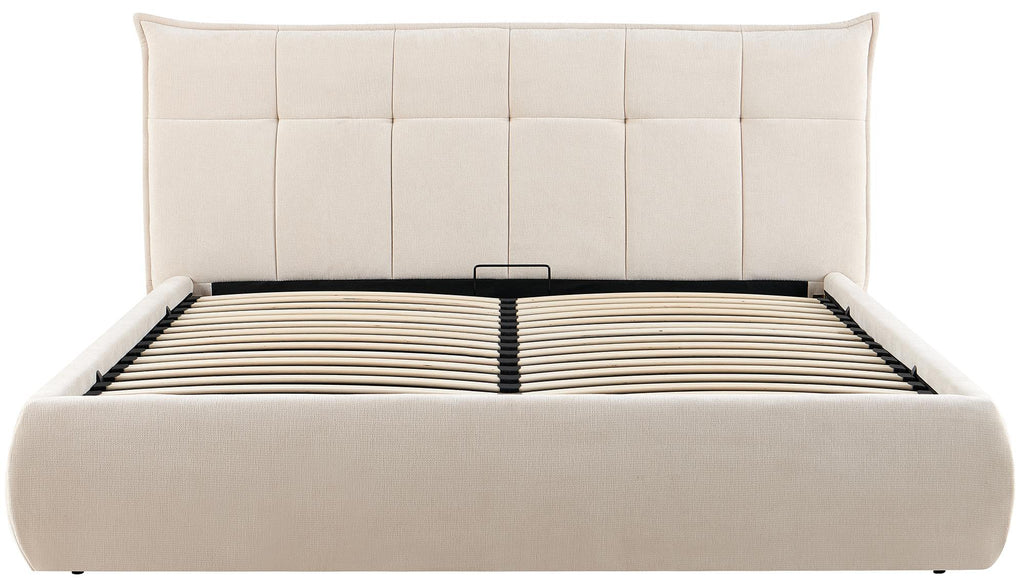 Moderne bedframe gestoffeeerd met mechanische voor opbergruimte 160x200 cm - crème of grijs