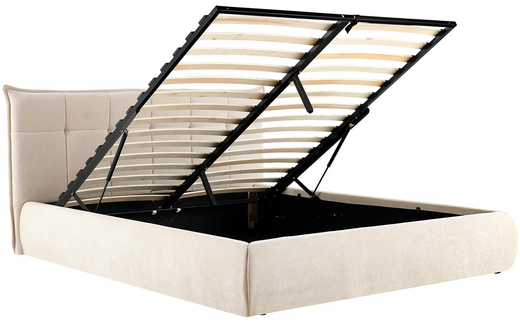 Moderne bedframe gestoffeeerd met mechanische voor opbergruimte 160x200 cm - crème of grijs