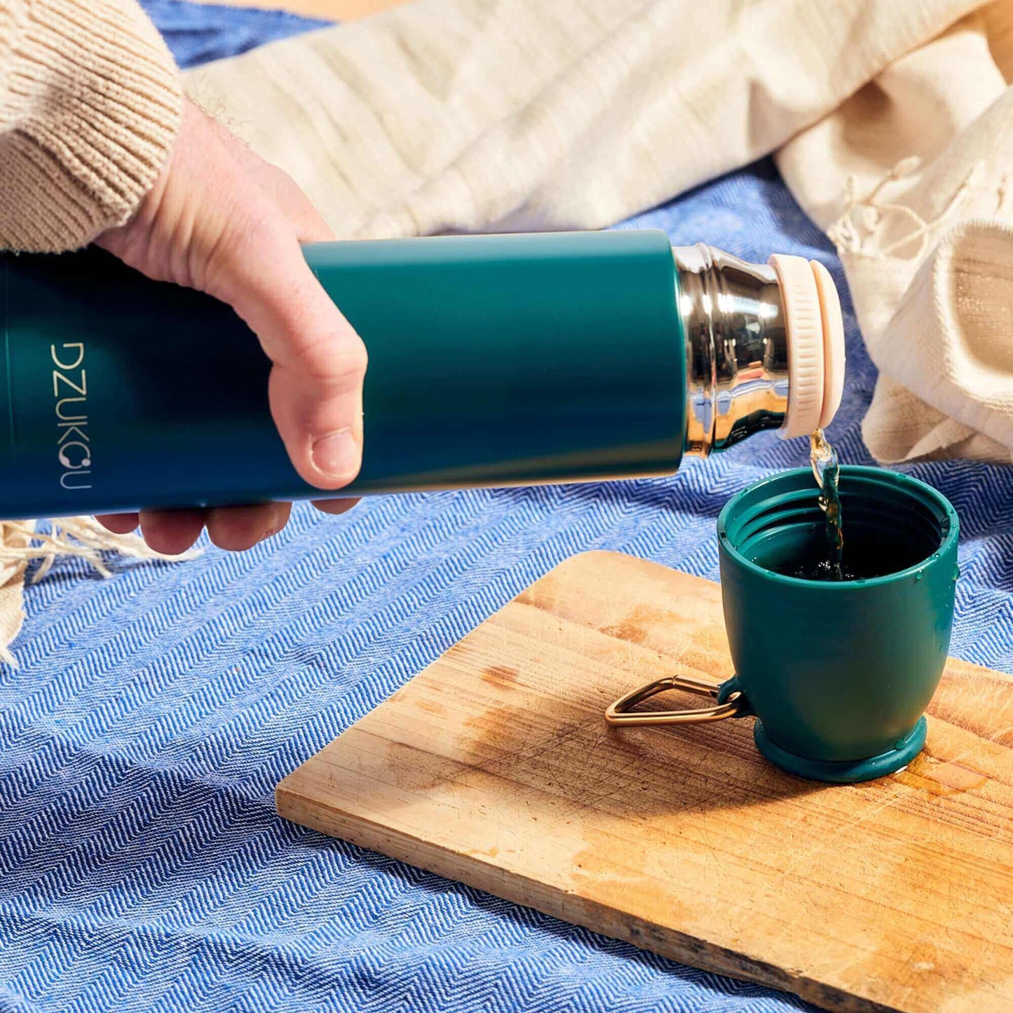 Thermos fles roestvrij staal met drukknop 350 ml - donker groen of zwart