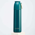 Thermos fles roestvrij staal met drukknop 350 ml - donker groen of zwart