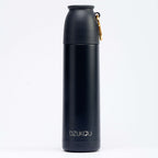 Thermos fles roestvrij staal met drukknop 350 ml - donker groen of zwart