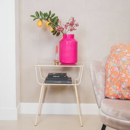 Design bijzettafel metaal en glas - zand