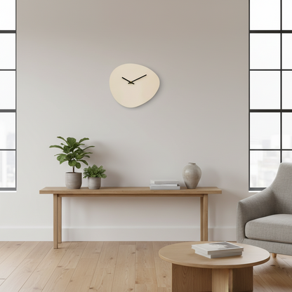 Design wandklok organisch 30 cm - beige zand