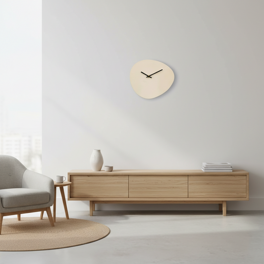 Design wandklok organisch 30 cm - beige zand