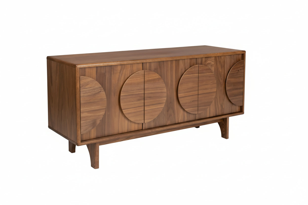 Design dressoir kast Zuiver Groove massief Walnoot of Eiken hout - bruin