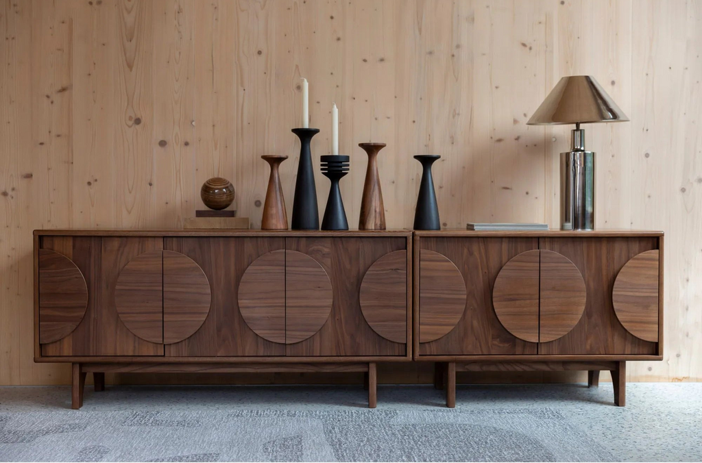 Design dressoir kast Zuiver Groove massief Walnoot of Eiken hout - bruin