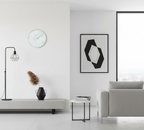 Wandklok marble glas rond Ø 40 cm - wit en grijs blauw