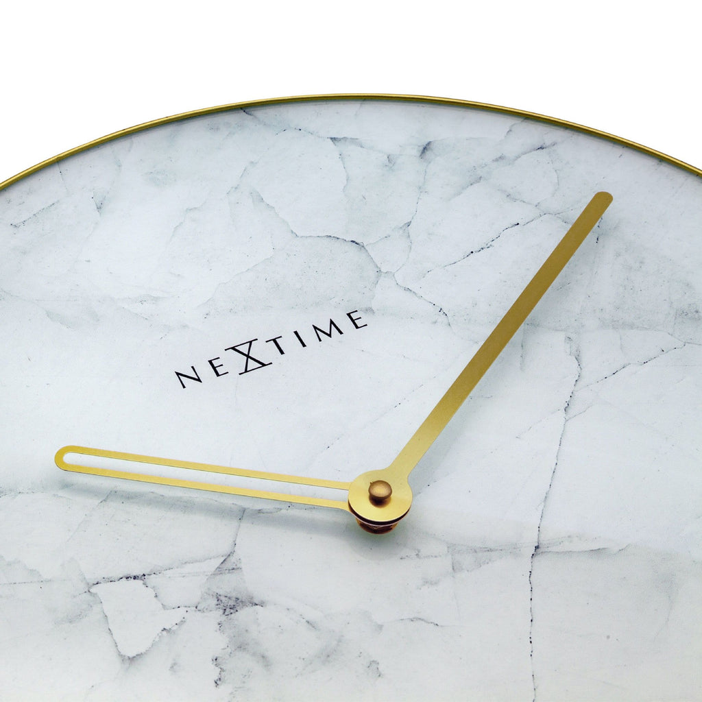 Wandklok marble glas rond Ø 40 cm - wit en grijs blauw