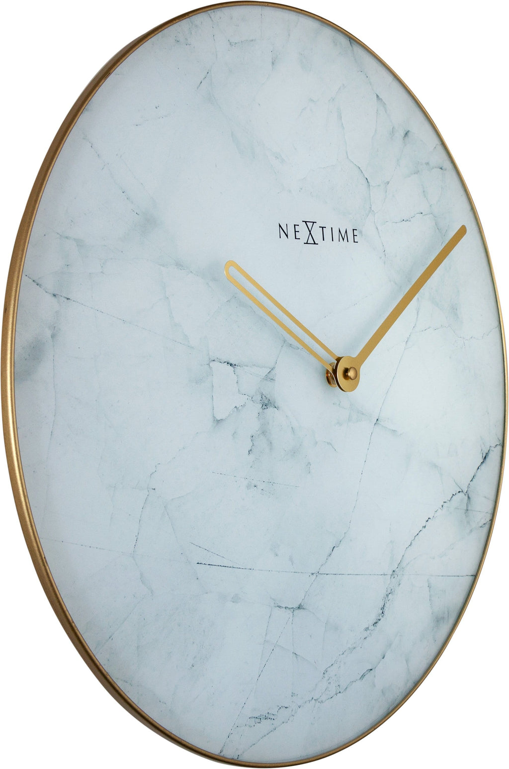 Wandklok marble glas rond Ø 40 cm - wit en grijs blauw