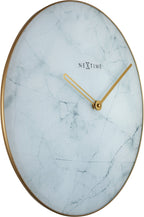 Wandklok marble glas rond Ø 40 cm - wit en grijs blauw