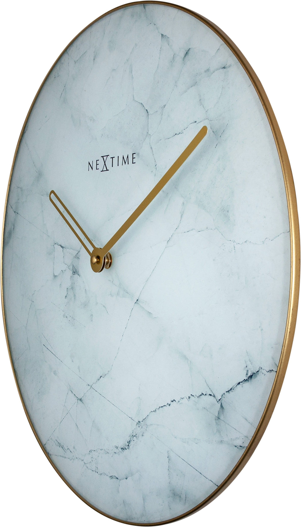 Wandklok marble glas rond Ø 40 cm - wit en grijs blauw