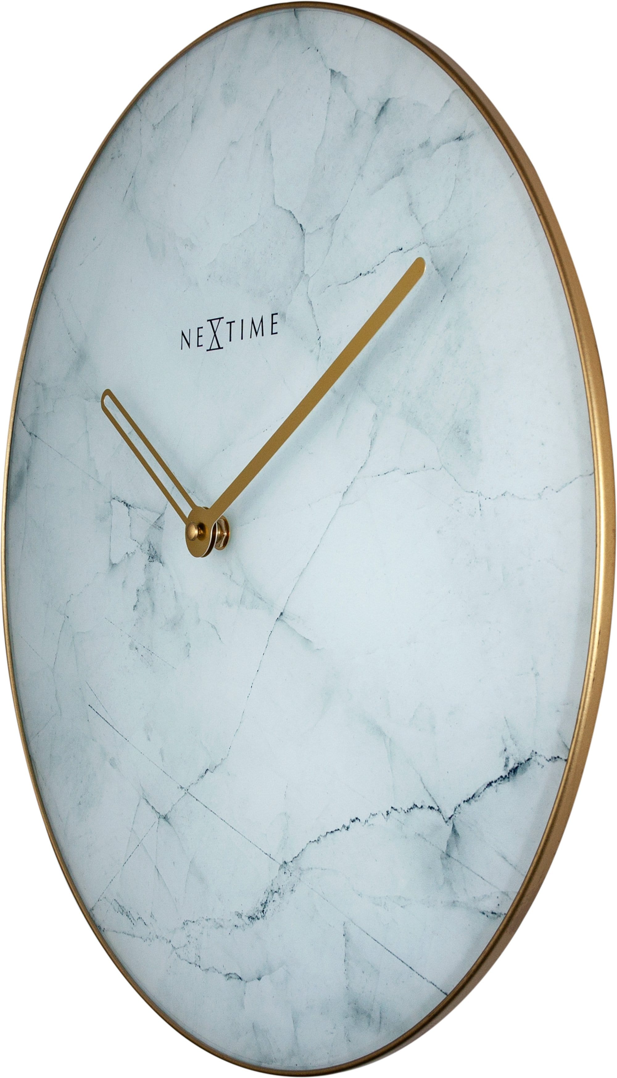 Wandklok marble glas rond Ø 40 cm - wit en grijs blauw