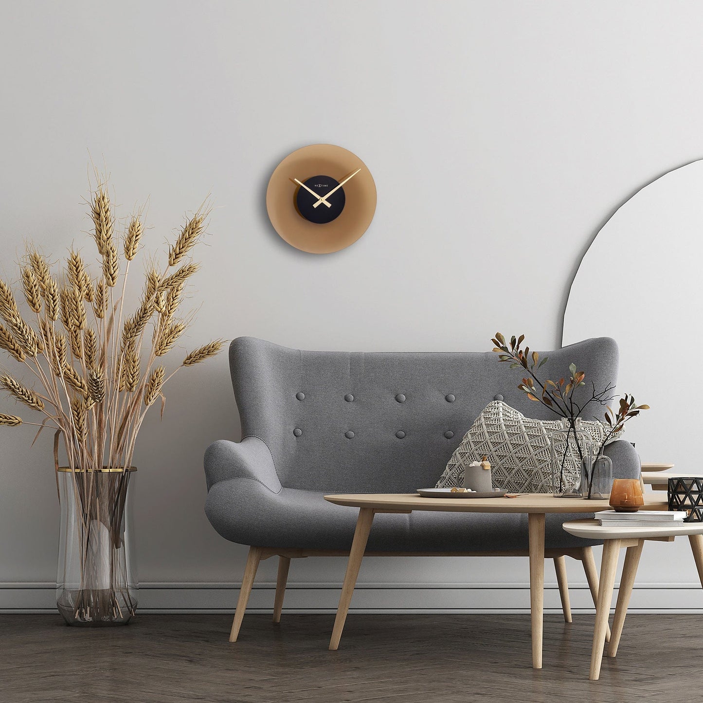 Design zwevend wandklok van glas en geluidloos Ø 40 cm - goud bruin of grijs