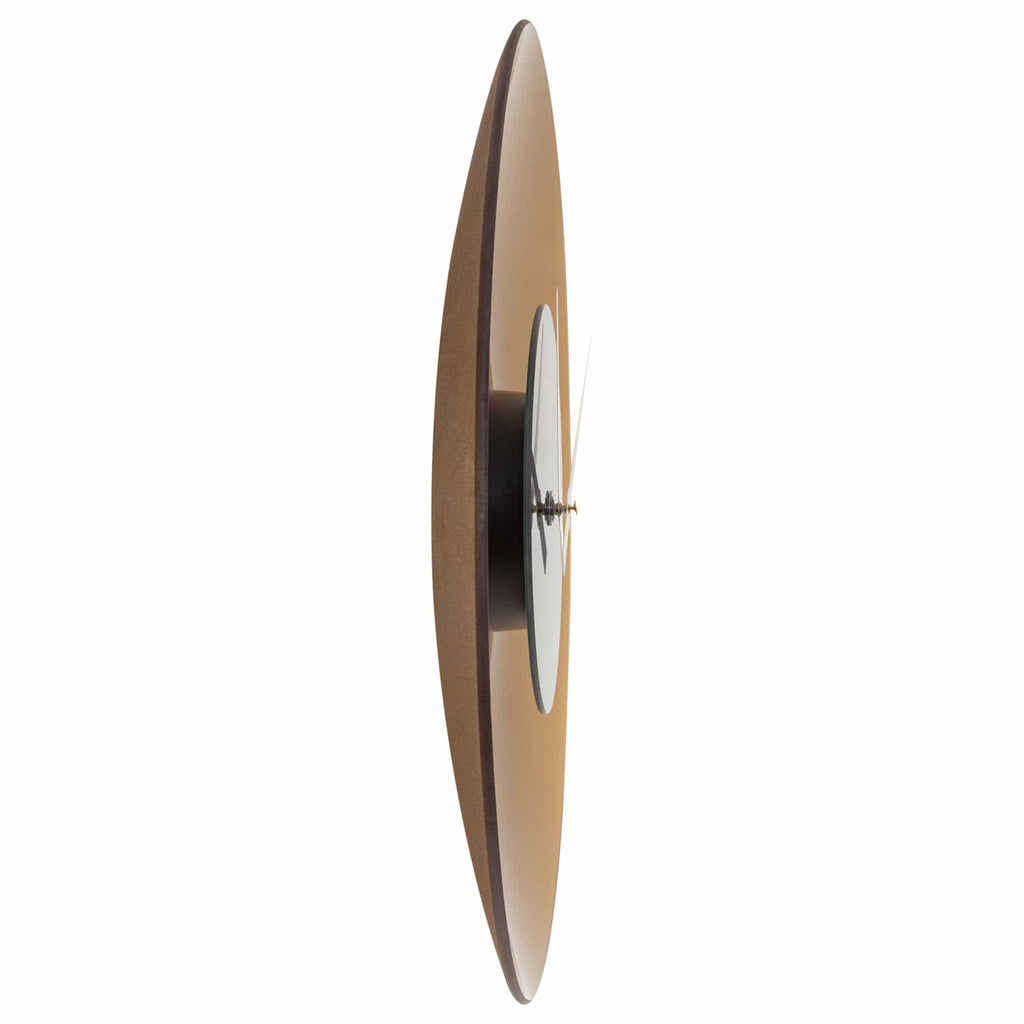 Design zwevend wandklok van glas en geluidloos Ø 40 cm - goud bruin of grijs