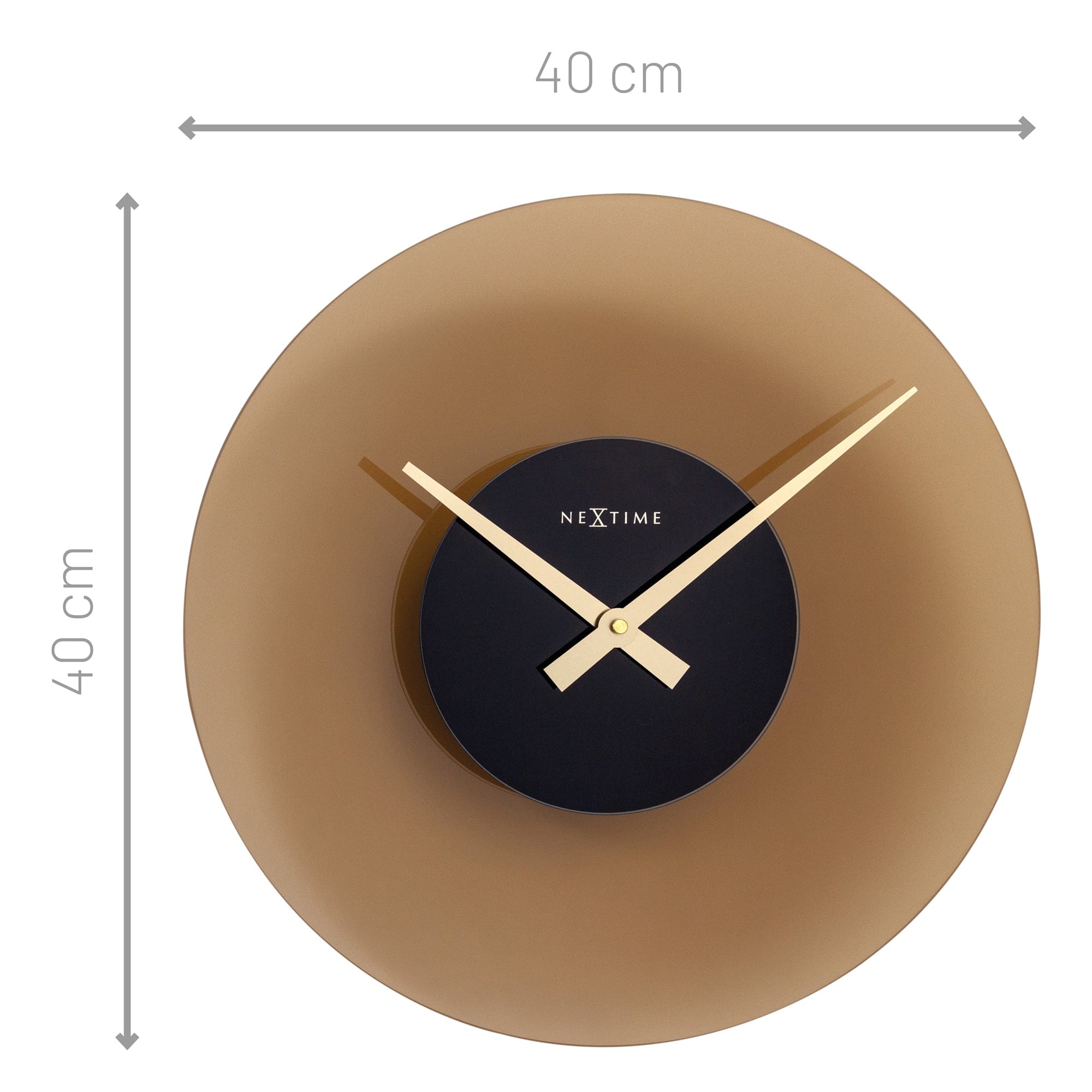 Design zwevend wandklok van glas en geluidloos Ø 40 cm - goud bruin of grijs
