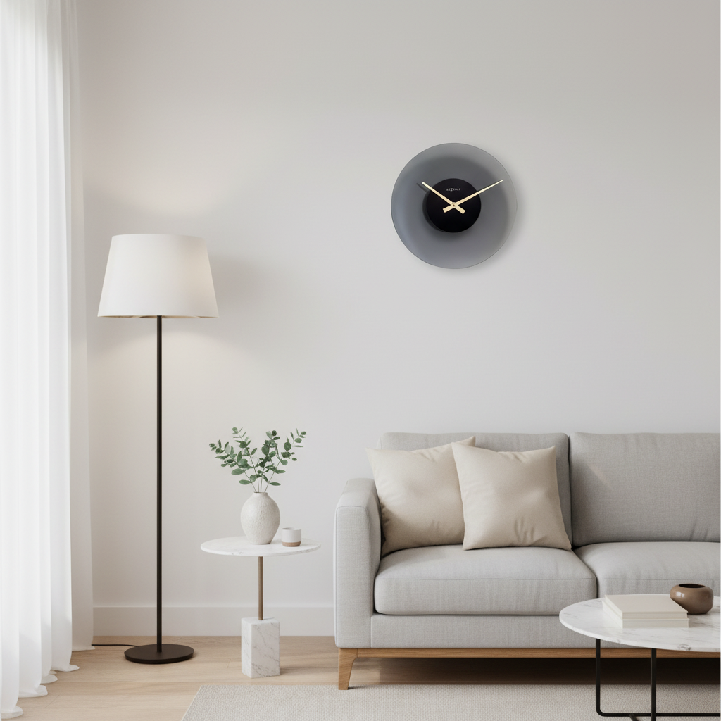 Design zwevend wandklok van glas en geluidloos Ø 40 cm - goud bruin of grijs