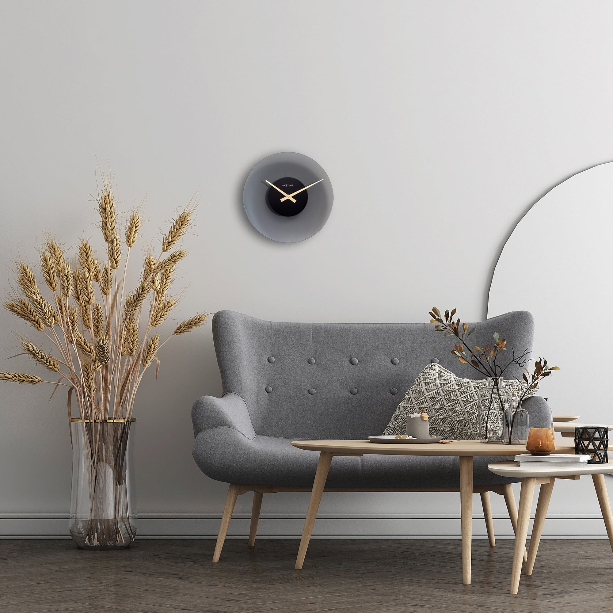 Design zwevend wandklok van glas en geluidloos Ø 40 cm - goud bruin of grijs
