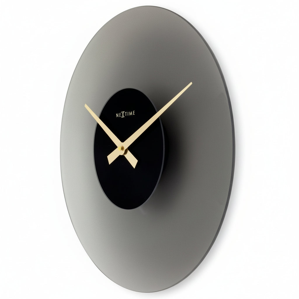 Design zwevend wandklok van glas en geluidloos Ø 40 cm - goud bruin of grijs