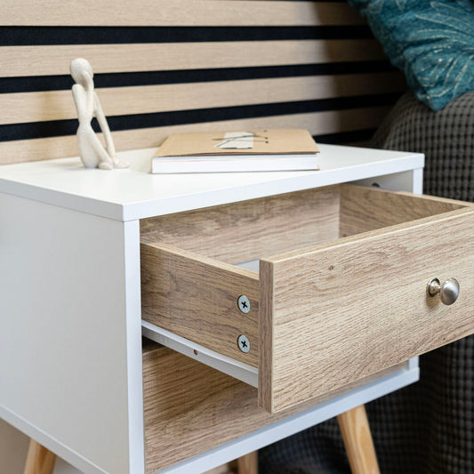 Nightstand Vinthera Moa White Brown 40 x 49,5 x 30 cm-3