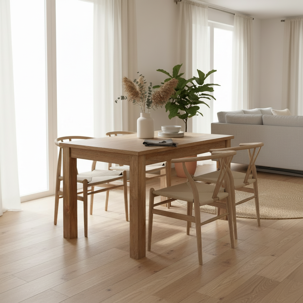 Eettafel van massief gerecycled Mahonie hout 120 cm - bruin