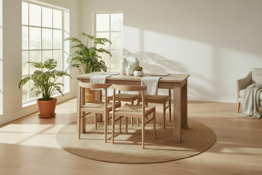Eettafel van massief gerecycled Mahonie hout 120 cm - bruin