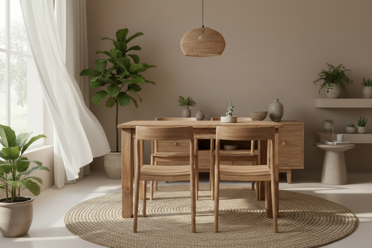 Eettafel van massief gerecycled Mahonie hout 120 cm - bruin