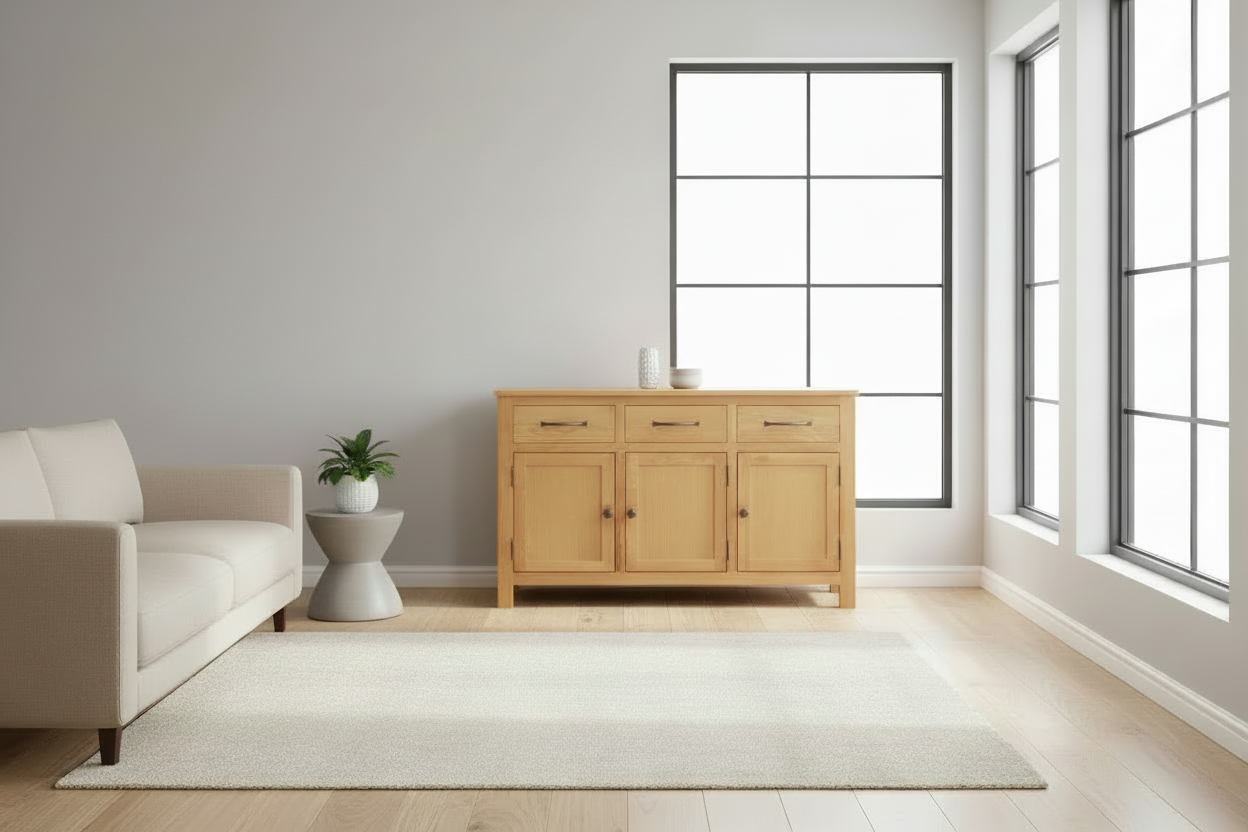 Dressoir buffetkast 3-deurs met lades van massief eiken hout - bruin