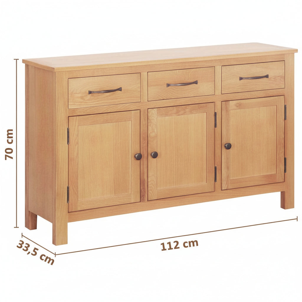 Dressoir Bruin 112 X 33.5 X 70 Cm Massief Eikenhout