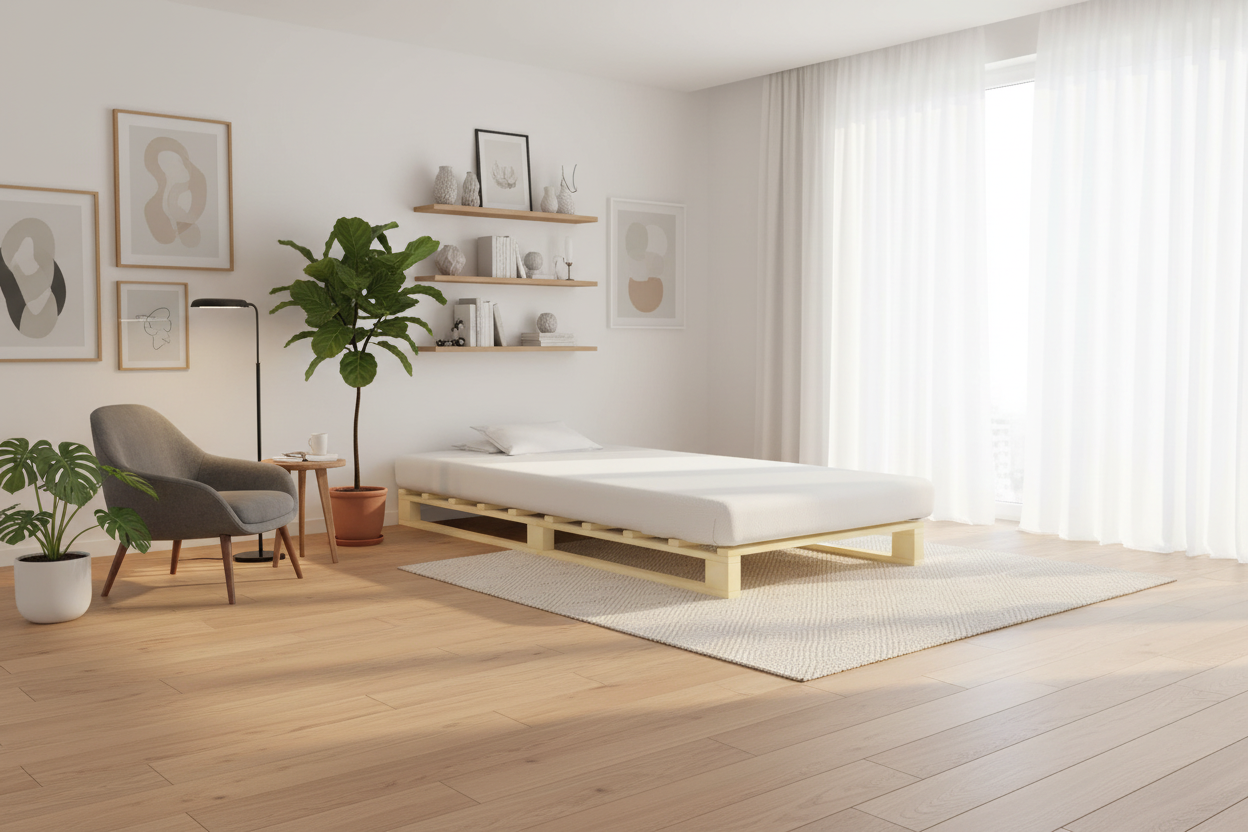 Pallet bedframe van massief grenen hout - meerdere kleuren