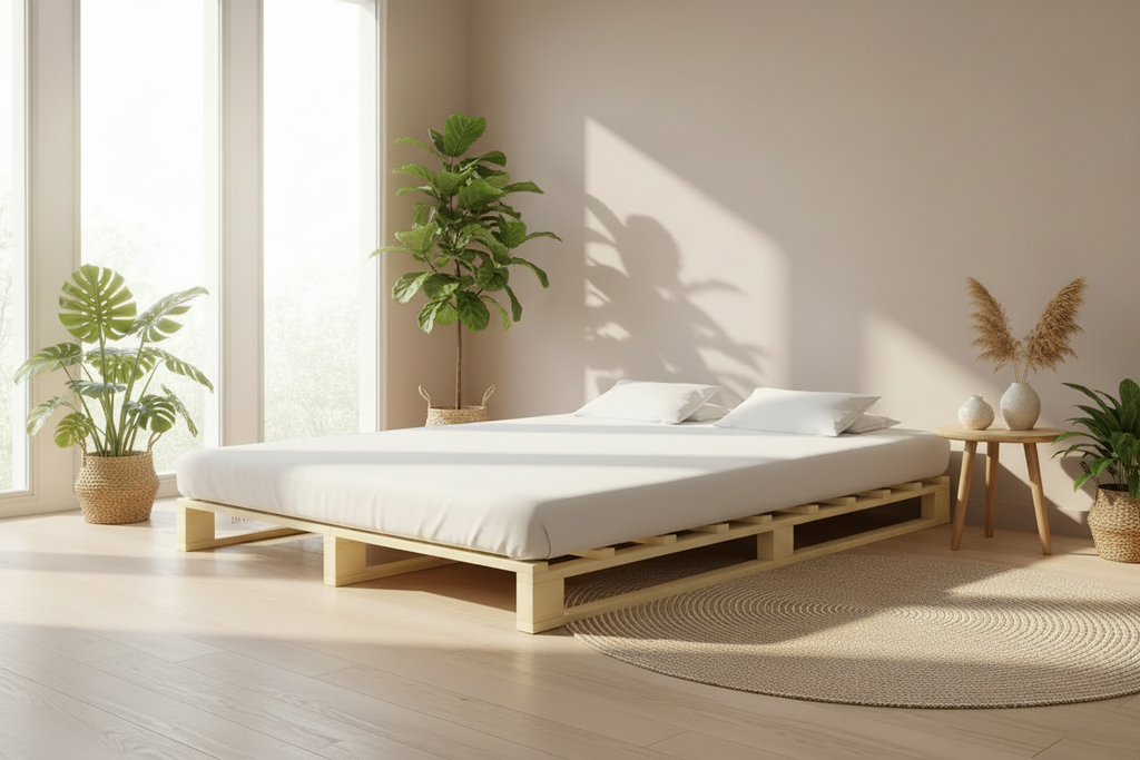 Pallet bedframe van massief grenen hout - meerdere kleuren