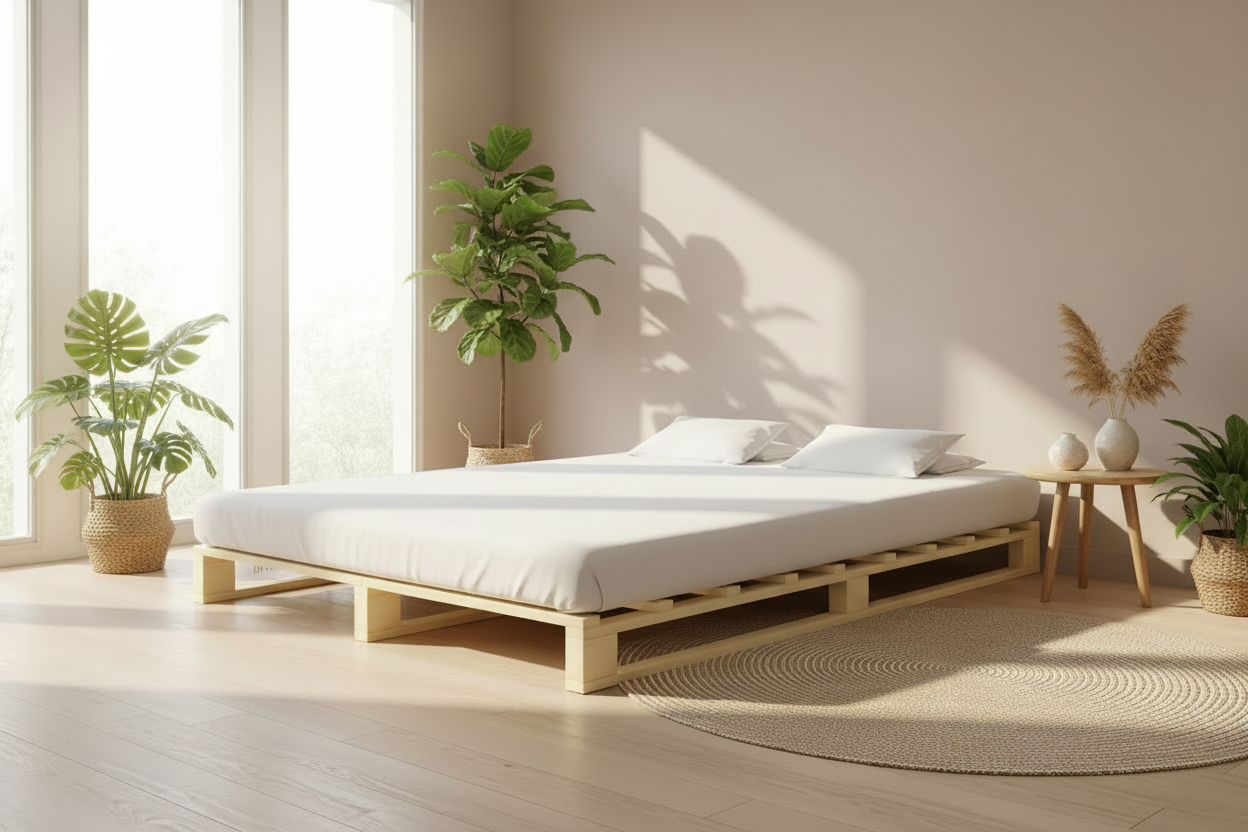Pallet bedframe van massief grenen hout - meerdere kleuren