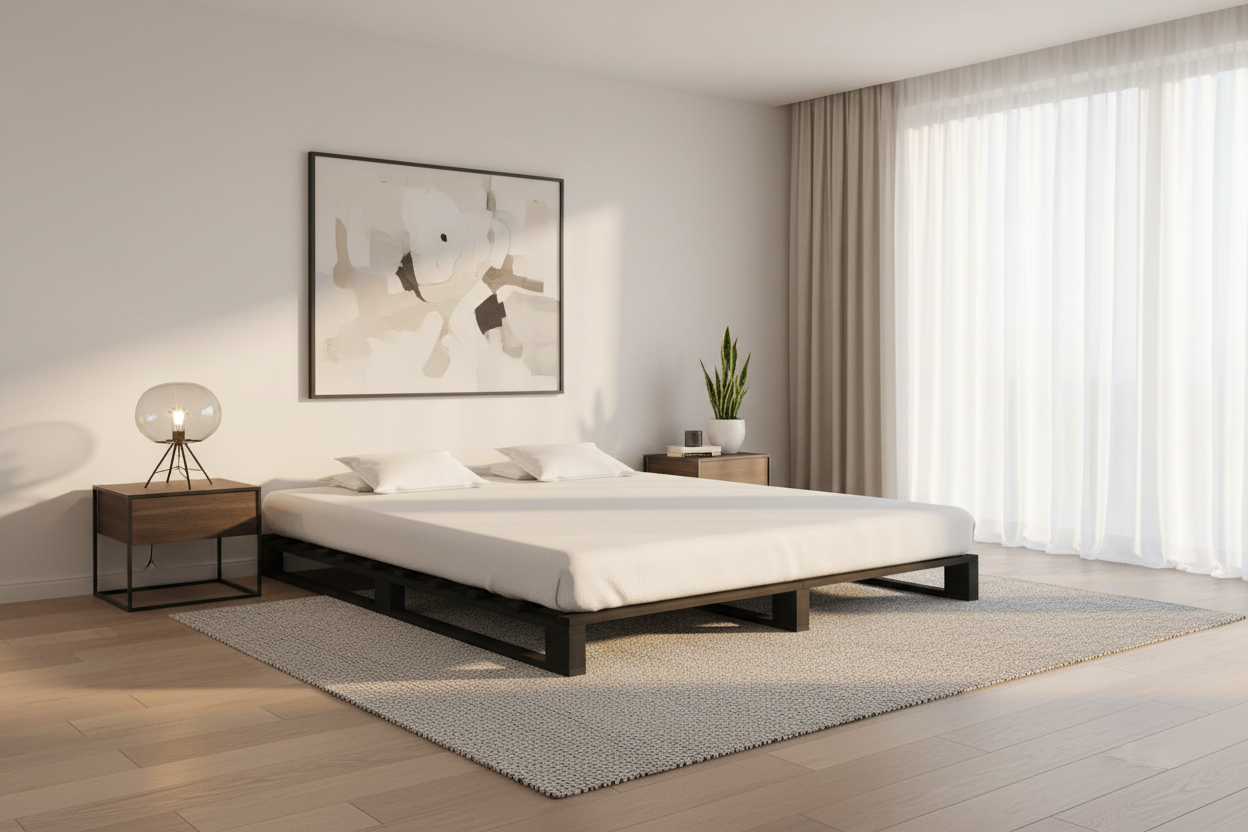 Pallet bedframe van massief grenen hout - meerdere kleuren