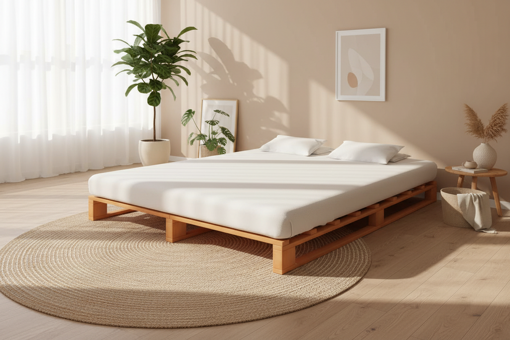 Pallet bedframe van massief grenen hout - meerdere kleuren