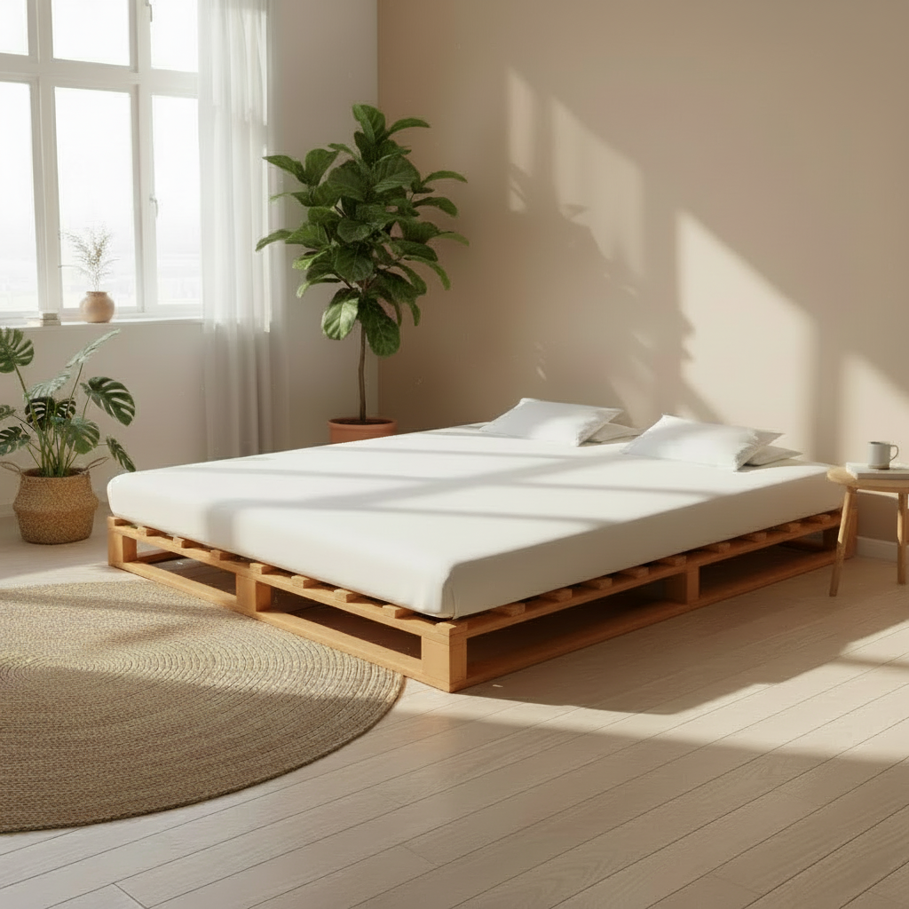Pallet bedframe van massief grenen hout - meerdere kleuren