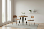 Kleine ronde eettafel van massief hout en staal 80 cm - bruin en zwart