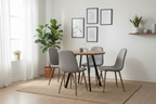 Kleine ronde eettafel van massief hout en staal 80 cm - bruin en zwart