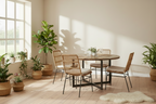 Design ronde eettafel van massief mango hout en metaal 110 cm - bruin en zwart