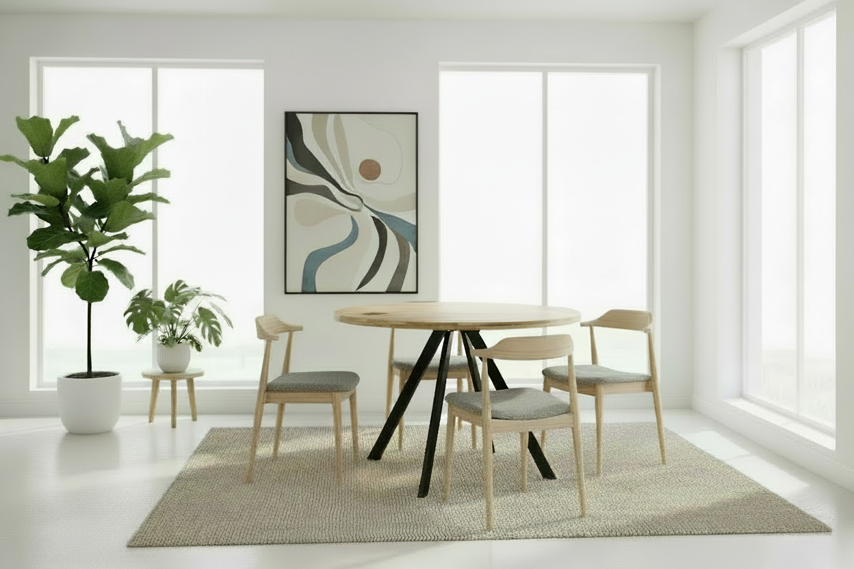 Ronde eettafel van massief mango hout en staal 110 cm - bruin